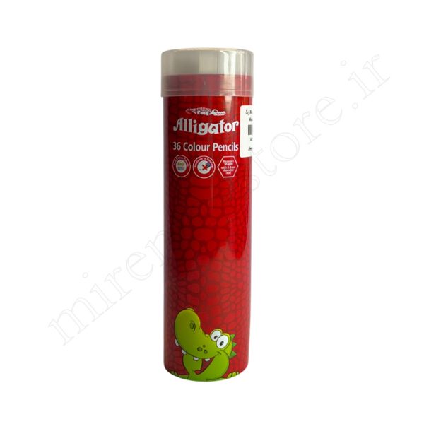 مداد رنگی 36 رنگ جعبه فلزی استوانه ای الیگیتور Alligator - Image 1